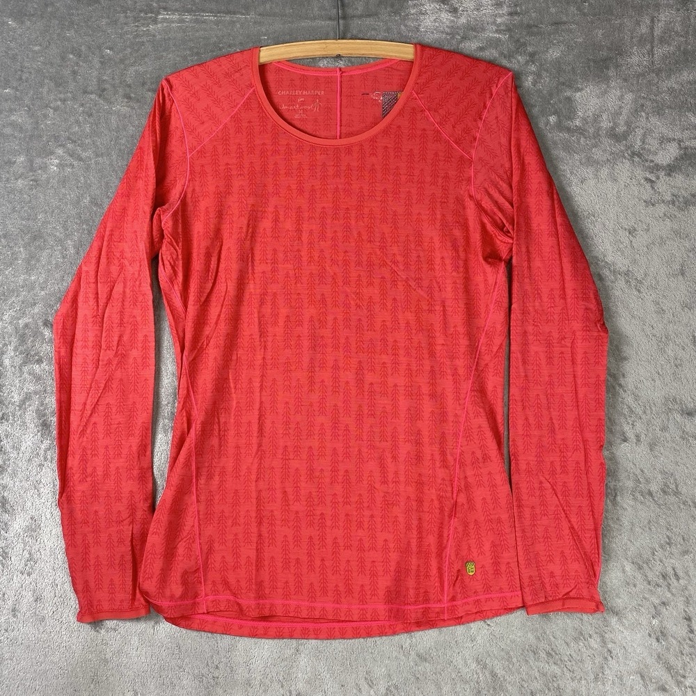 Smartwool Charley Harper Shirt Womens Size M Pink Red Long Sleeve Base Layer